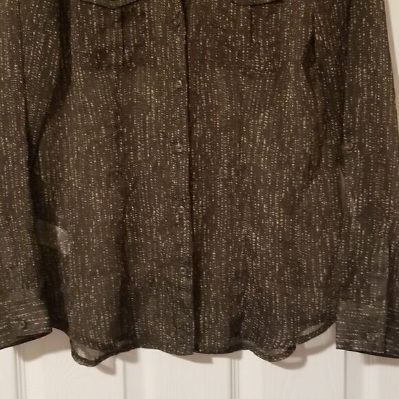 Eddie Bauer | Sheer Forest Green Blouse - Picture 2 of 6